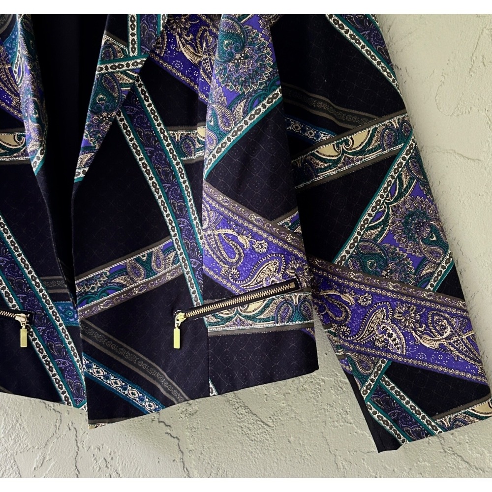 Chico's Women's Size 3 Multicolor XL Paisley Stripe Long Sleeves Moto Jacket NWT - Picture 3 of 11
